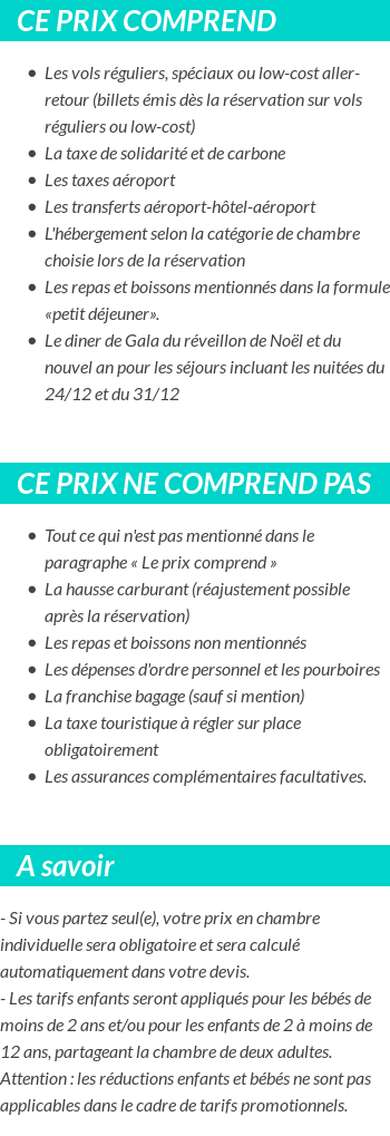 Conditions tarifaires