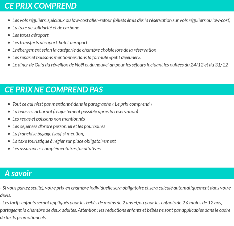 Conditions tarifaires