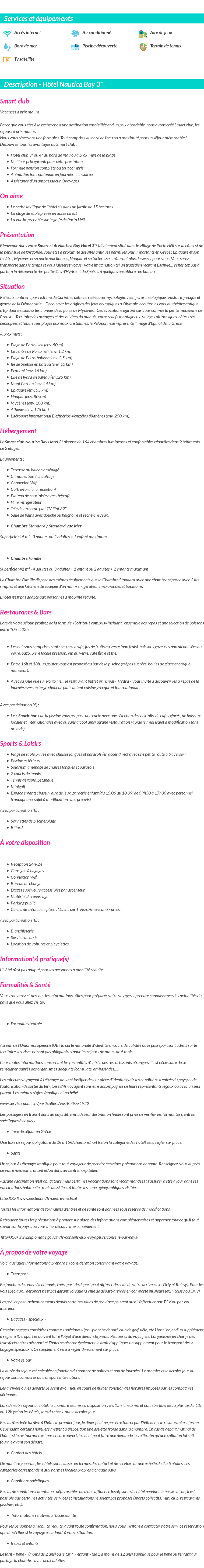Détails du séjour