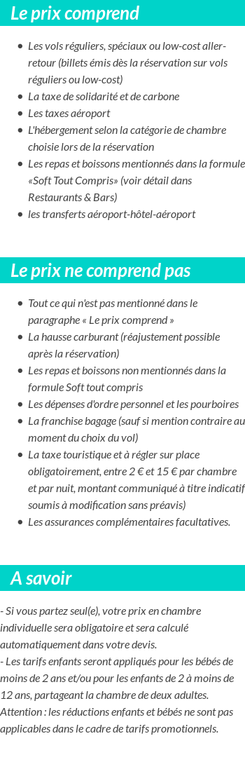 Conditions tarifaires