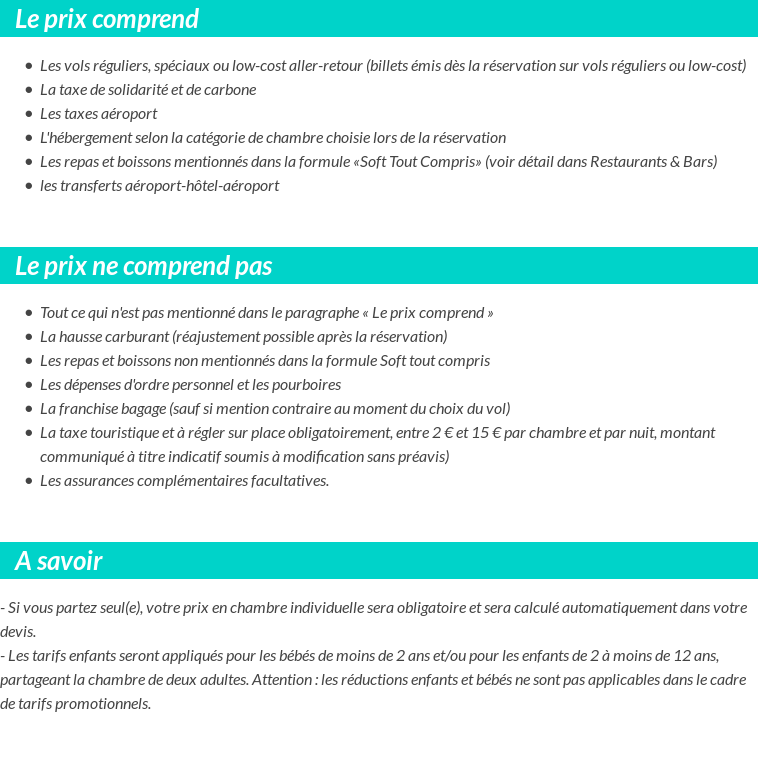 Conditions tarifaires