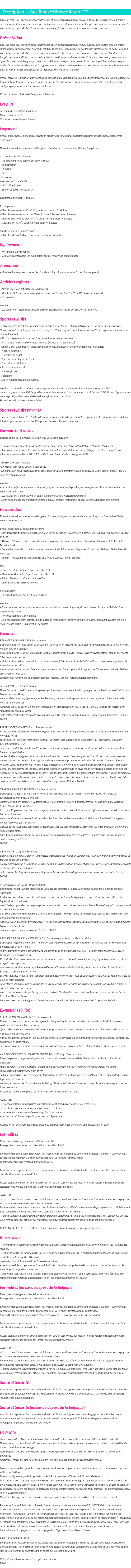 Détails du séjour