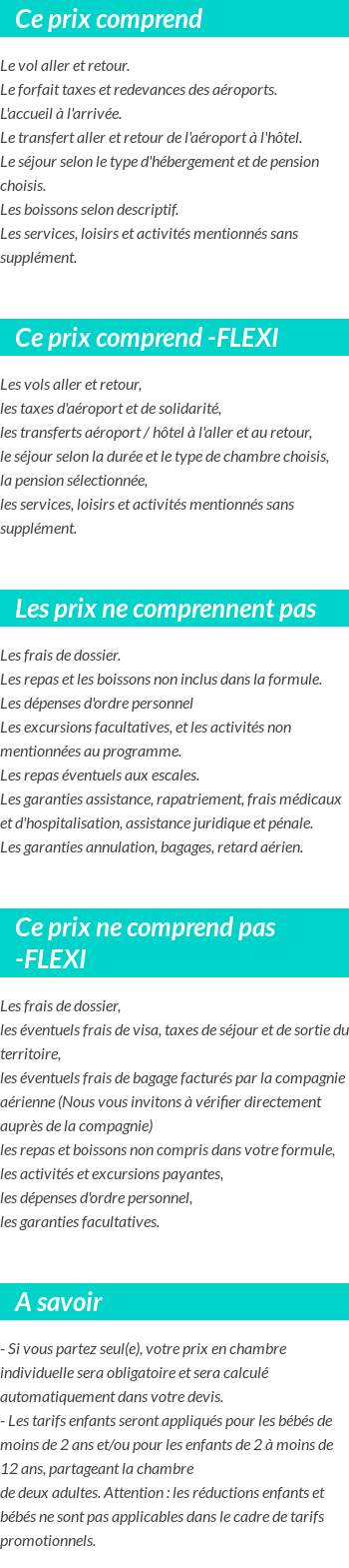 Conditions tarifaires