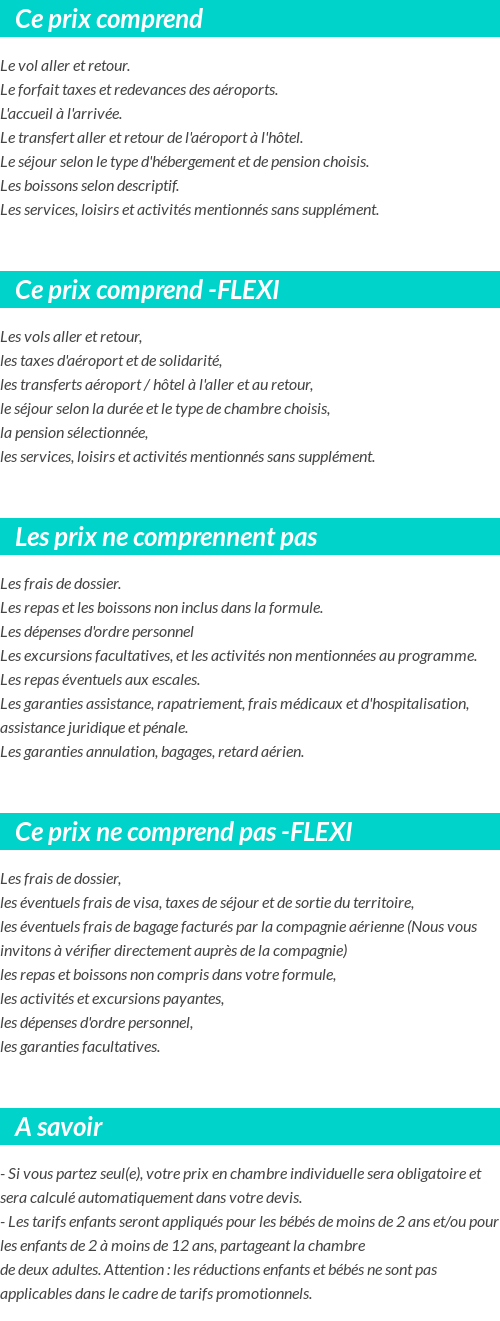 Conditions tarifaires