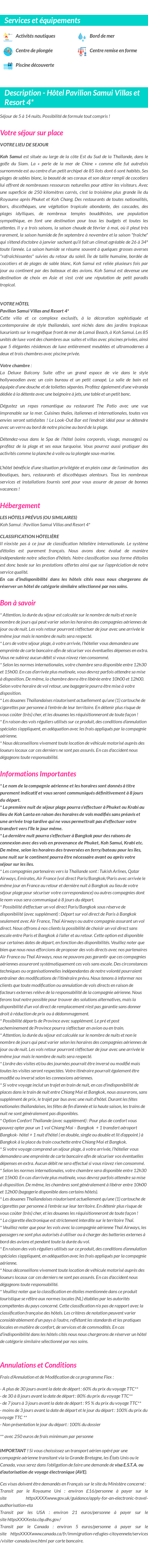 Détails du séjour