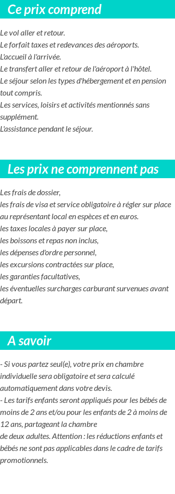 Conditions tarifaires