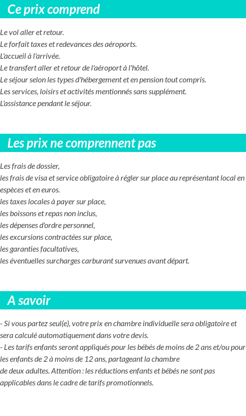 Conditions tarifaires