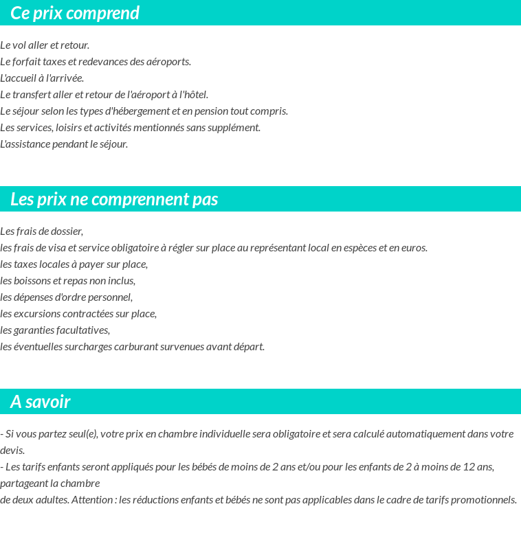 Conditions tarifaires