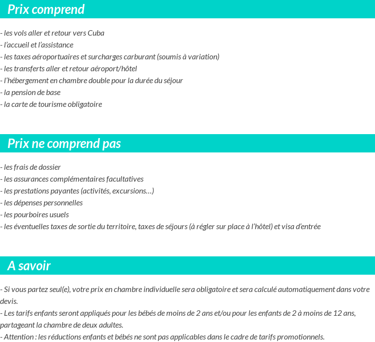 Conditions tarifaires