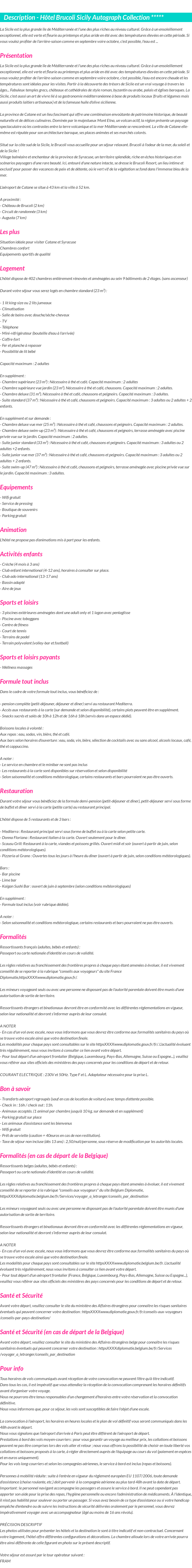 Détails du séjour