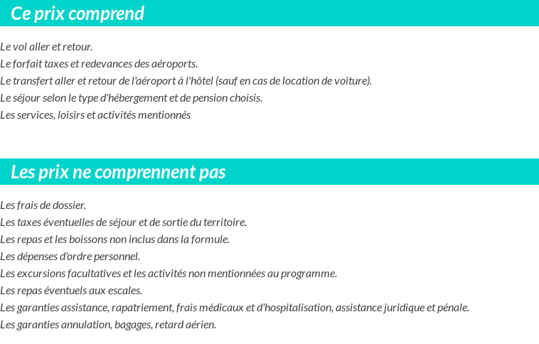 Conditions tarifaires