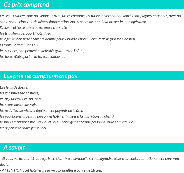 Conditions tarifaires