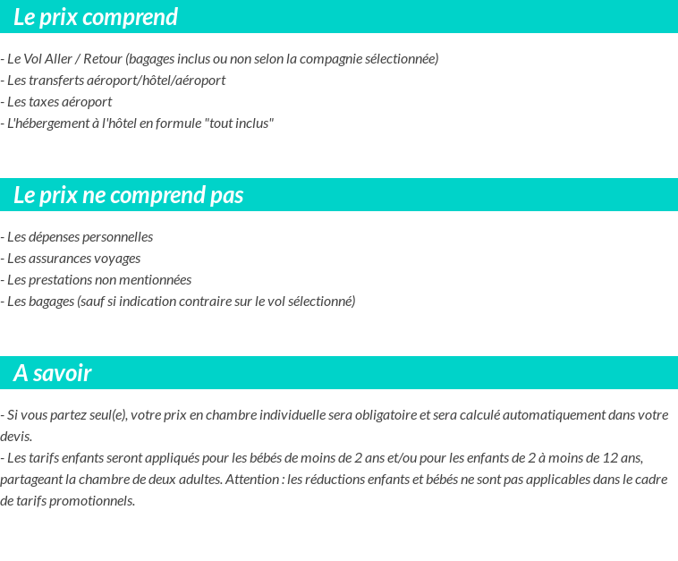 Conditions tarifaires