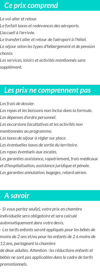 Conditions tarifaires