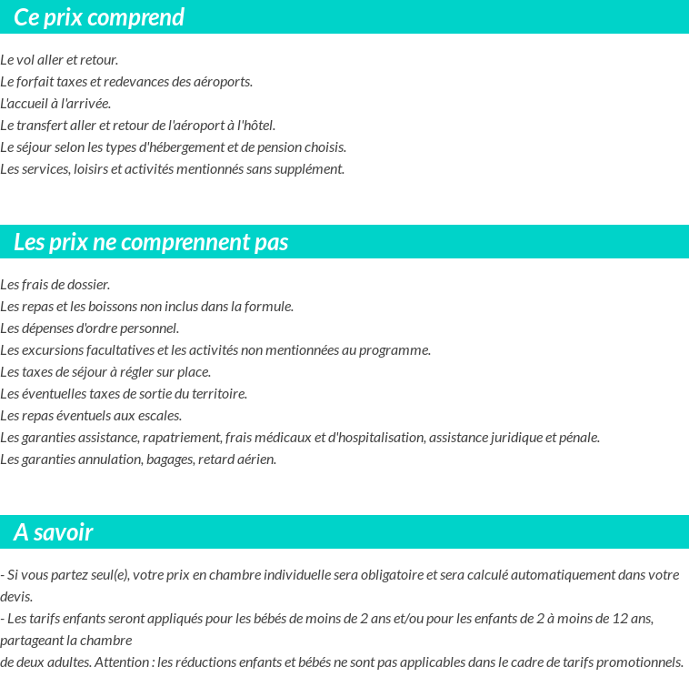 Conditions tarifaires