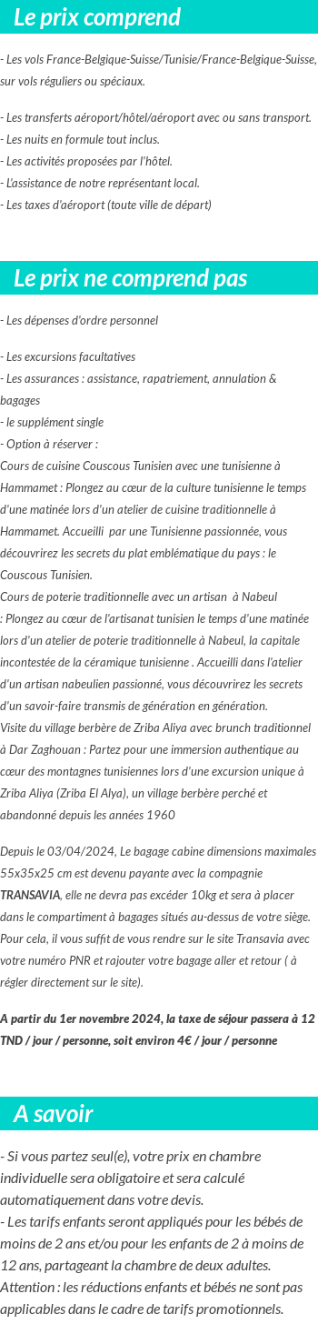 Conditions tarifaires