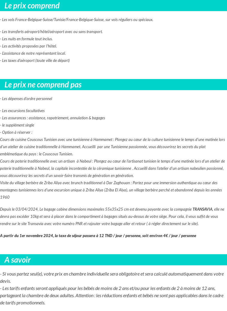 Conditions tarifaires