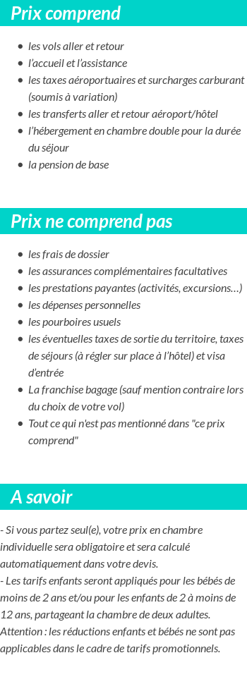 Conditions tarifaires