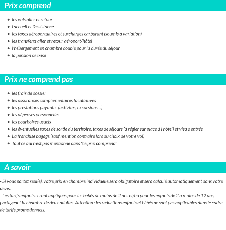 Conditions tarifaires