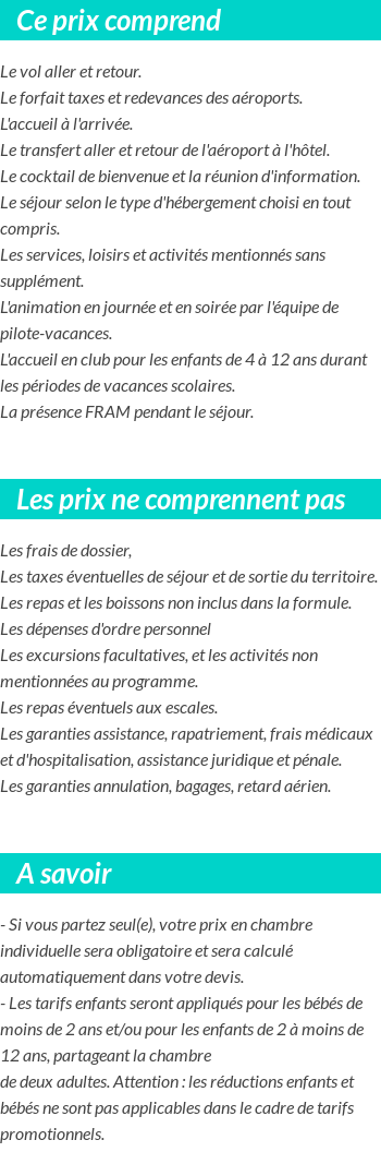 Conditions tarifaires
