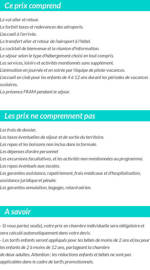 Conditions tarifaires
