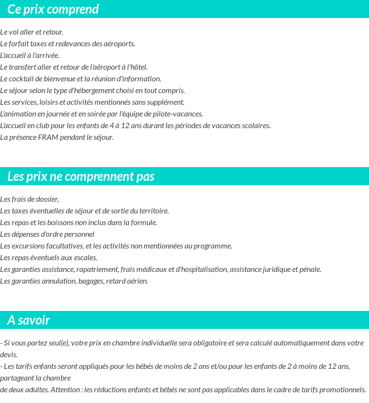 Conditions tarifaires