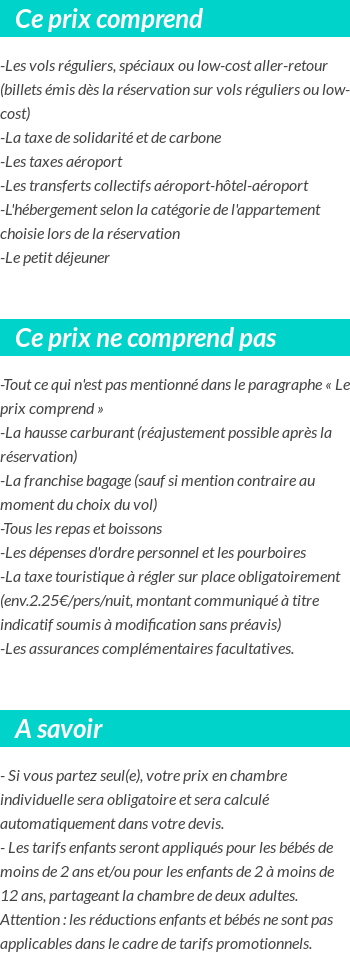 Conditions tarifaires