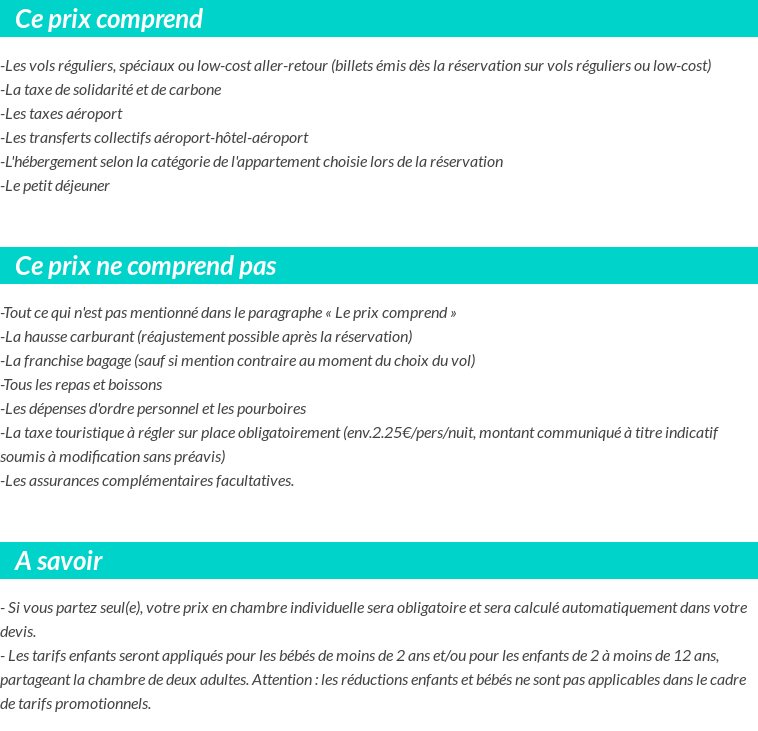 Conditions tarifaires