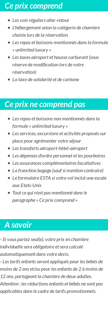 Conditions tarifaires