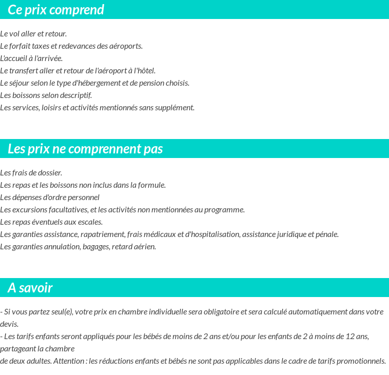 Conditions tarifaires