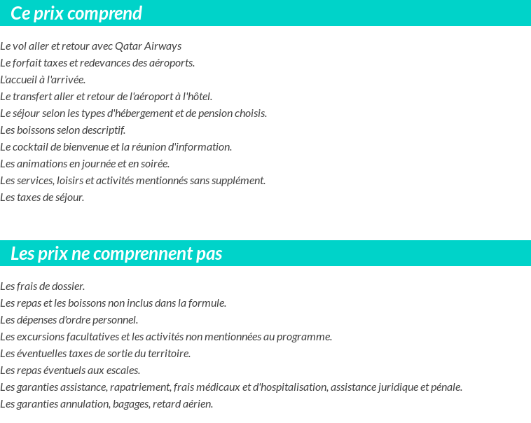 Conditions tarifaires