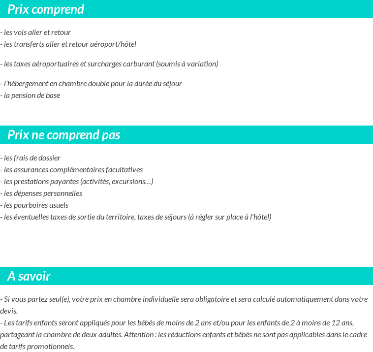 Conditions tarifaires