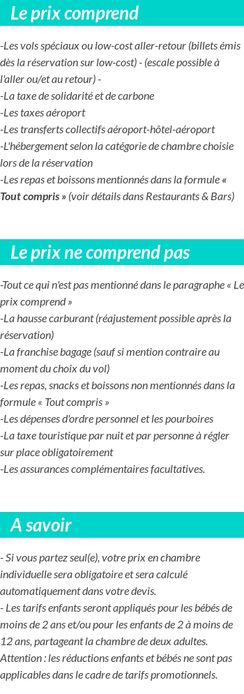 Conditions tarifaires