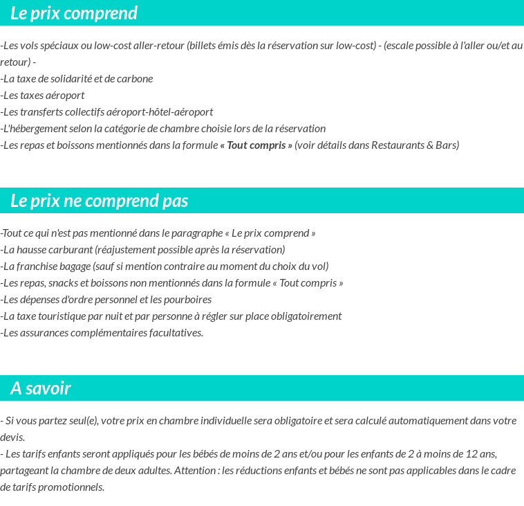 Conditions tarifaires