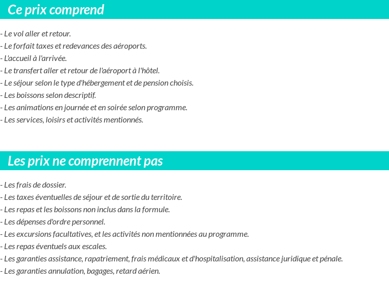 Conditions tarifaires