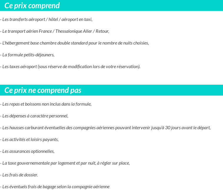 Conditions tarifaires