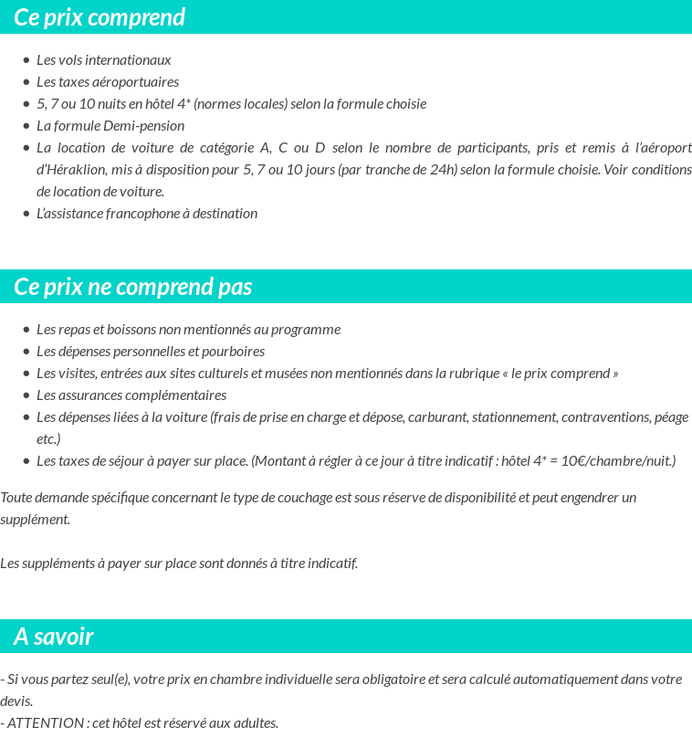 Conditions tarifaires