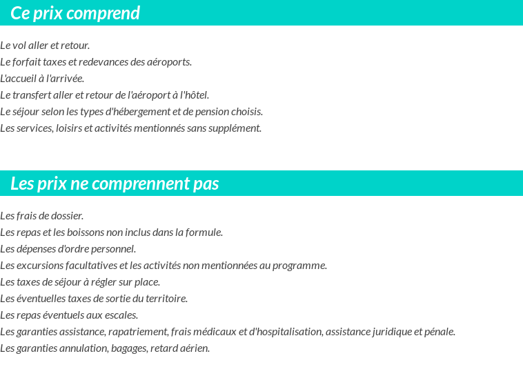 Conditions tarifaires