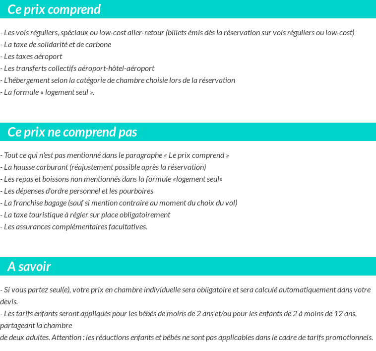 Conditions tarifaires