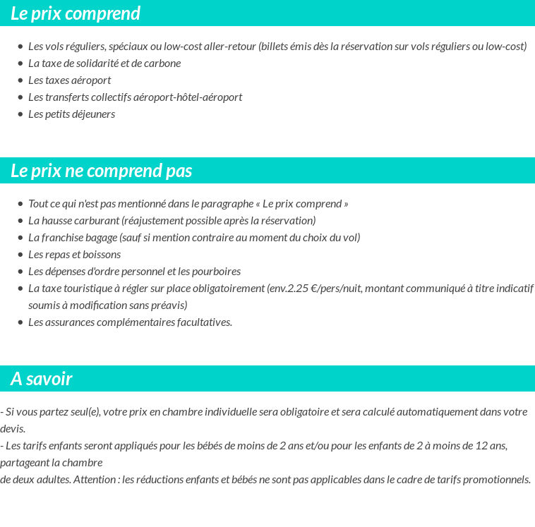 Conditions tarifaires