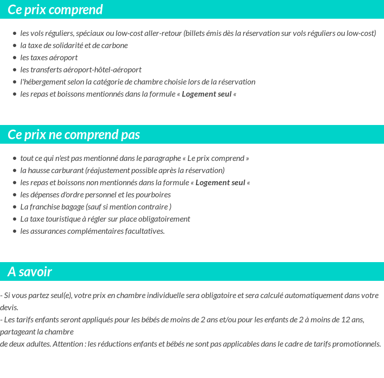 Conditions tarifaires