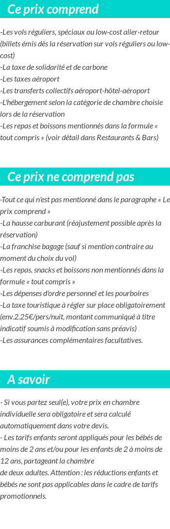 Conditions tarifaires