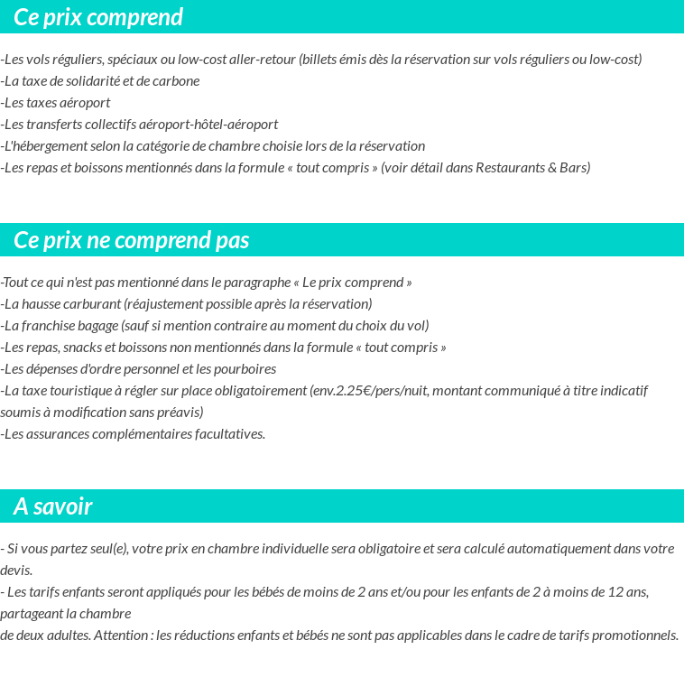 Conditions tarifaires