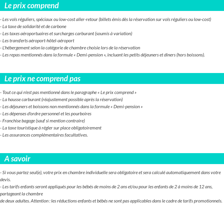 Conditions tarifaires