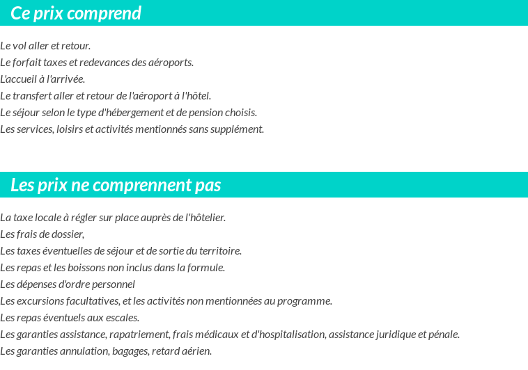 Conditions tarifaires