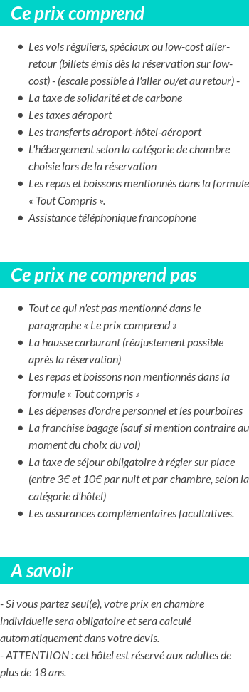 Conditions tarifaires