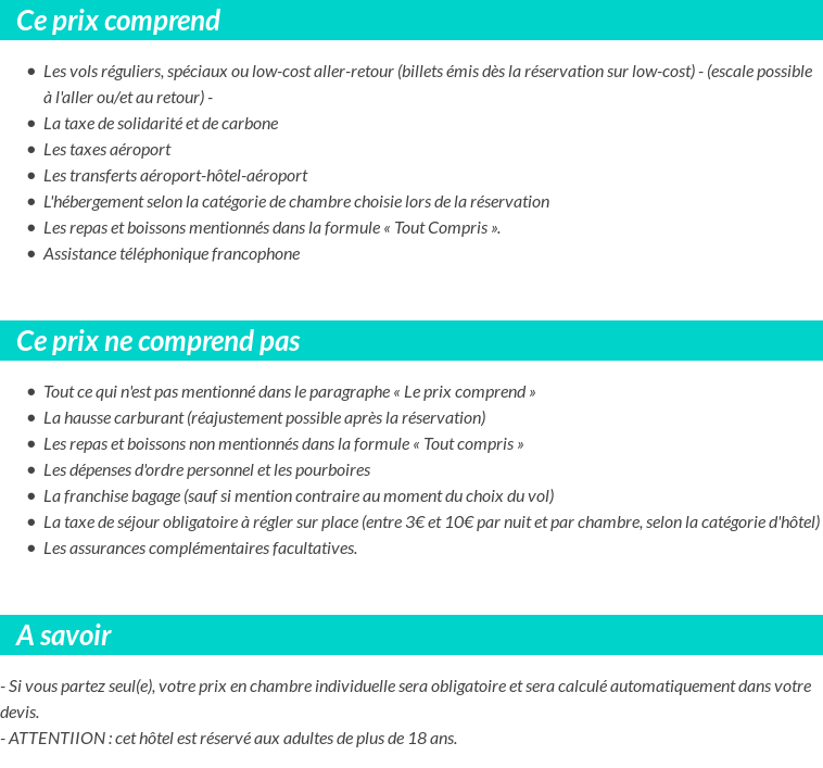 Conditions tarifaires