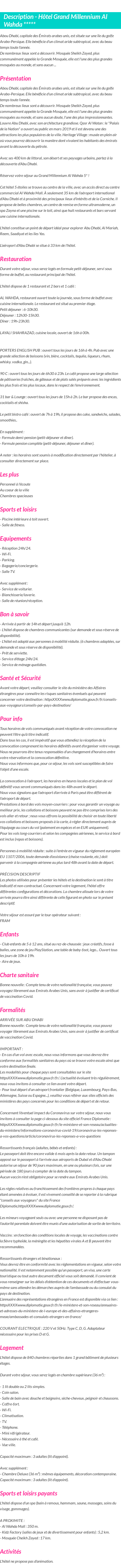 Détails du séjour