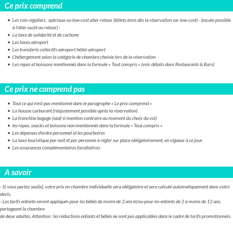 Conditions tarifaires