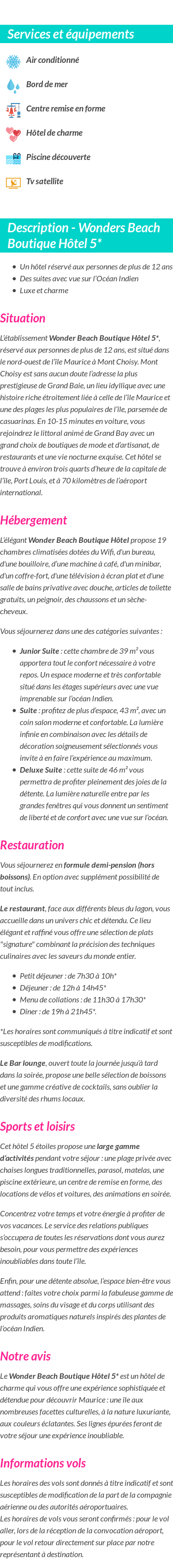 Détails du séjour